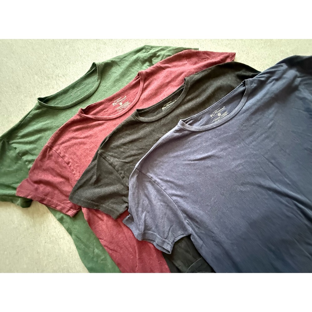 Ben Sherman Mens Crew Neck T-Shirt Lot of 4 Green Burgundy Charcoal Blue Size M